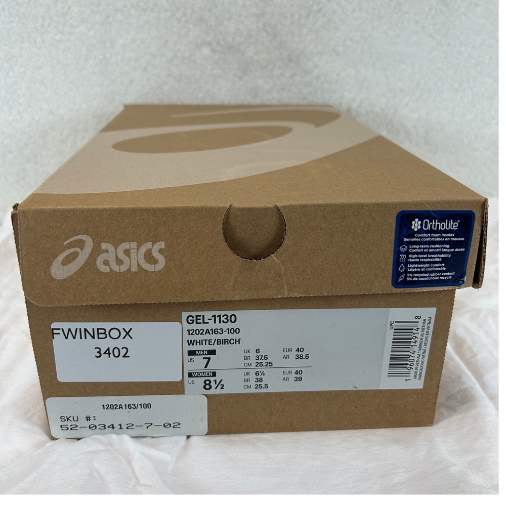 ASICS GEL-1130 White‎ Birch Cream Retro Running Shoes 1202A163-100 Womens 8.5 - Picture 2 of 15